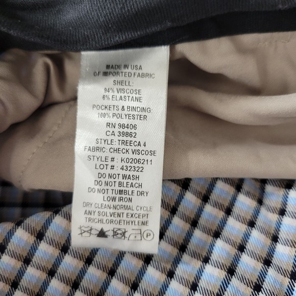 Theory Womens Checkered Capris Pants Blue Black Tapered Cropped Size 8 - Picture 10 of 10